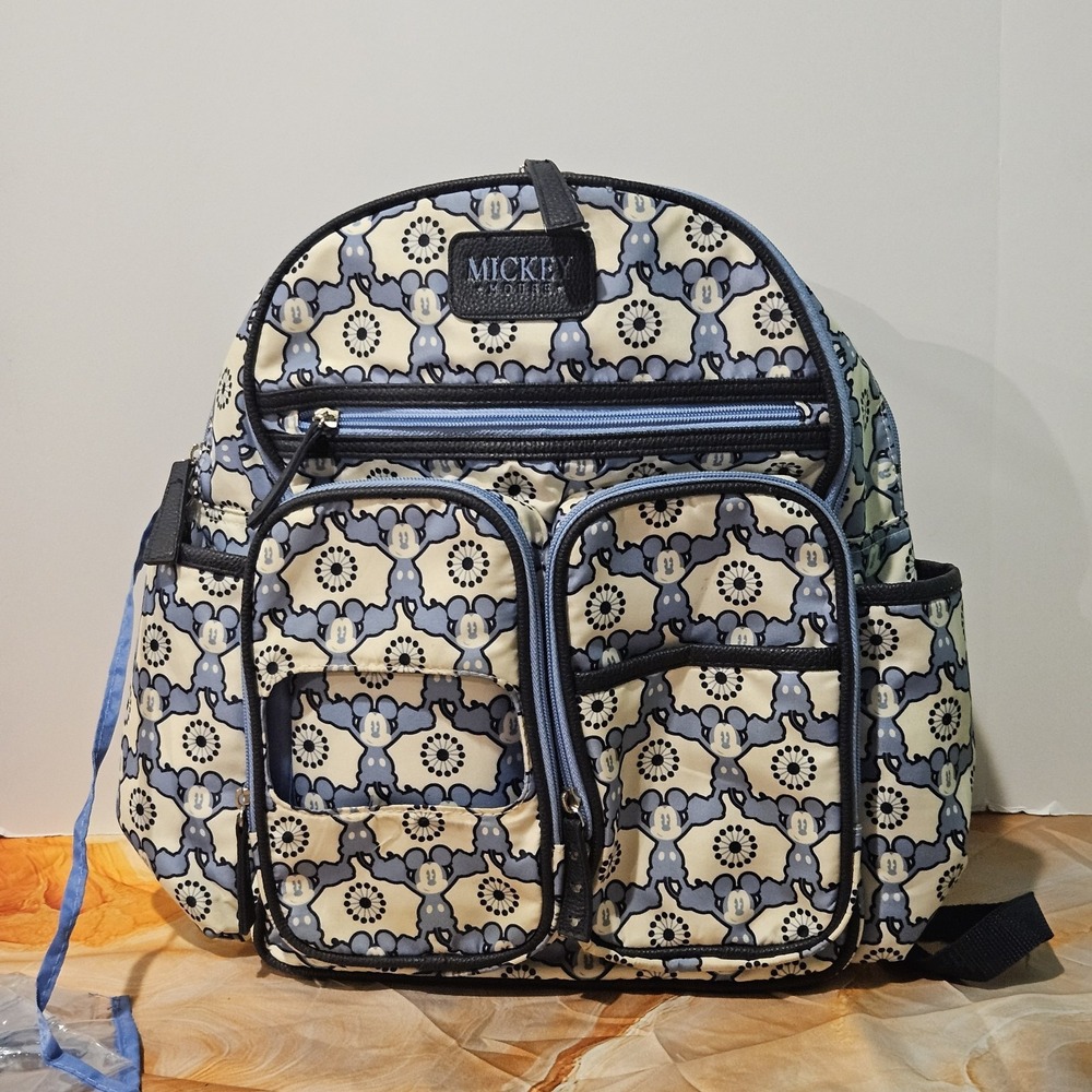 Disney Baby Mickey Mouse Backpack Diaper Bag Blue Floral Large 2017
